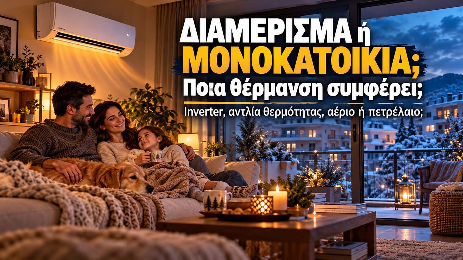 Σύγκριση θέρμανσης διαμερίσματος και μονοκατοικίας σε χειμερινό περιβάλλον, με τίτλο για την επιλογή οικονομικότερου συστήματος.