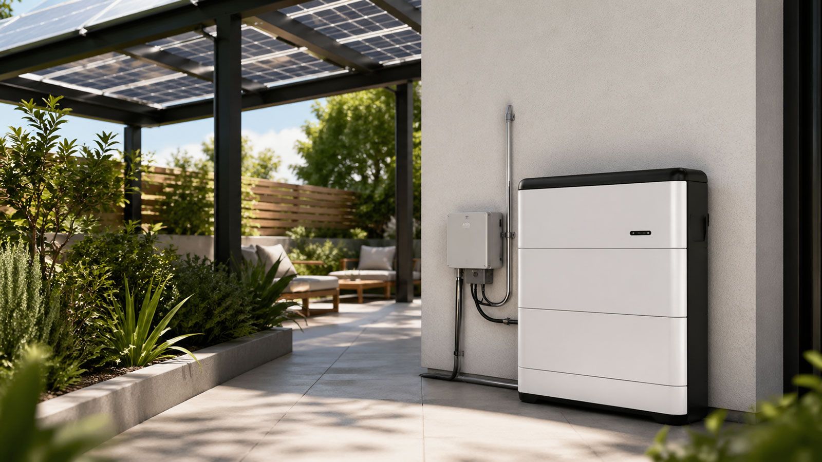 Οικιακό φωτοβολταϊκό σύστημα με μπαταρία αποθήκευσης ενέργειας.