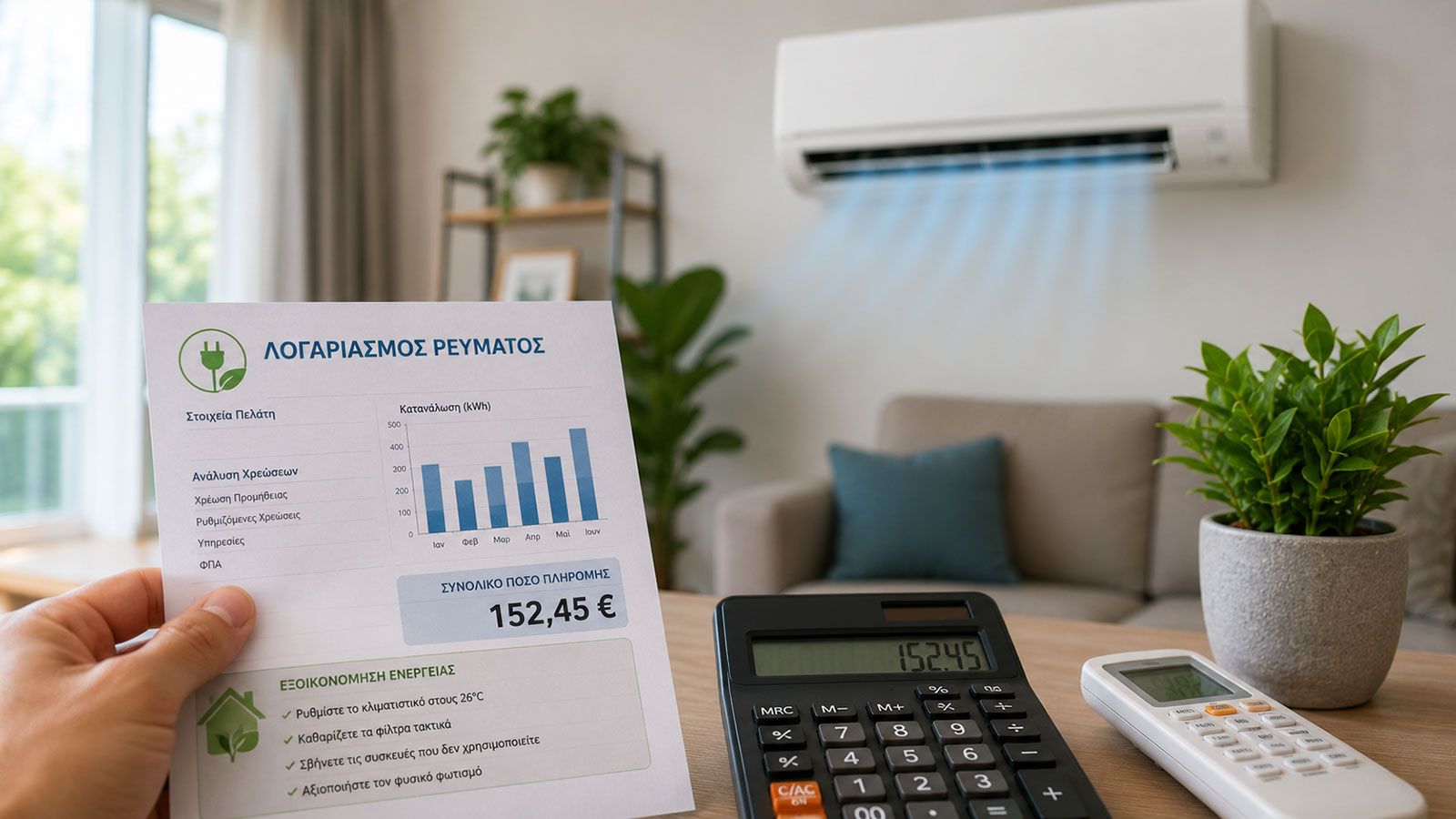 Electricity bill and air conditioner for home energy saving