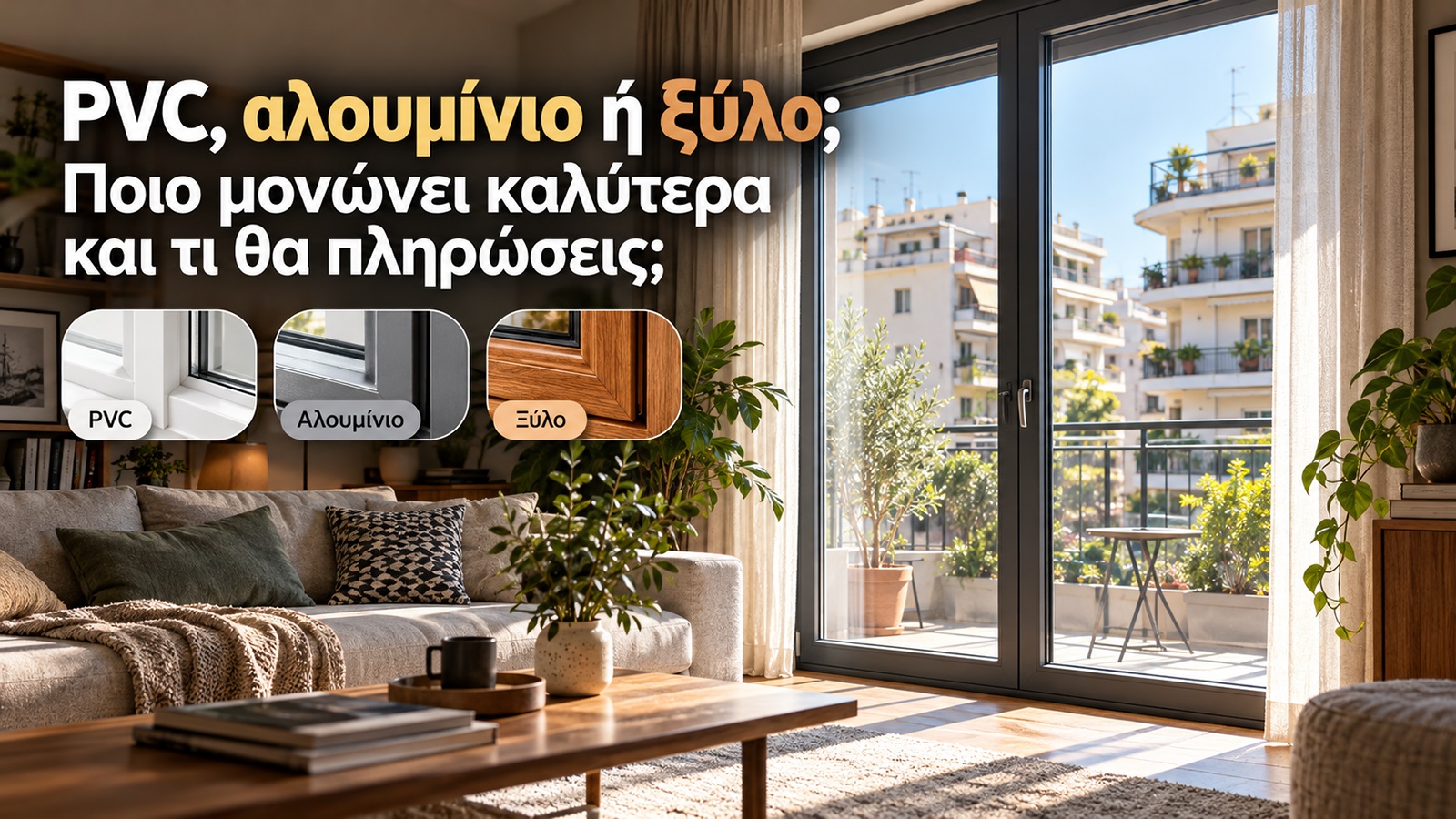 PVC, αλουμίνιο ή ξύλο; Δες ποιο υλικό συμφέρει για τα κουφώματα του σπιτιού σου, τι προσφέρει στη θερμομόνωση και τι πρέπει να προσέξεις πριν πληρώσεις. PVC, αλουμίνιο ή ξύλο; Δες ποιο υλικό συμφέρει για τα κουφώματα του σπιτιού σου, τι προσφέρει στη θερμομόνωση και τι πρέπει να προσέξεις πριν πληρώσεις.