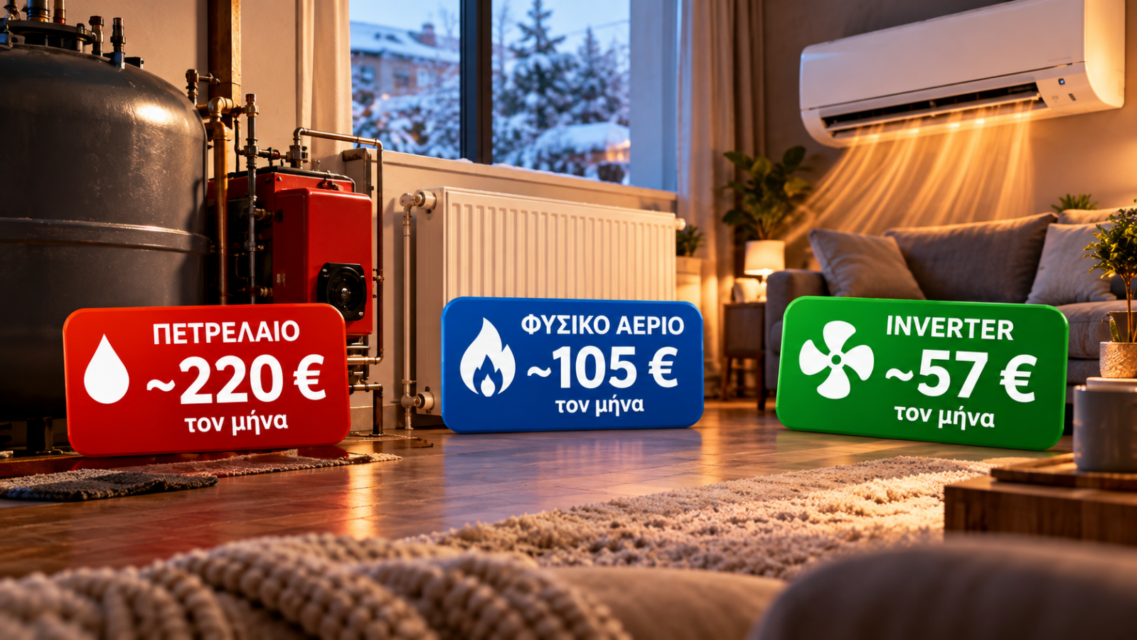 Με τις σημερινές τιμές, το πετρέλαιο βγαίνει ακριβότερο στο παράδειγμά μας, ενώ το inverter έχει σαφώς χαμηλότερο κόστος χρήσης.
Με τις σημερινές τιμές, το πετρέλαιο βγαίνει ακριβότερο στο παράδειγμά μας, ενώ το inverter έχει σαφώς χαμηλότερο κόστος χρήσης.