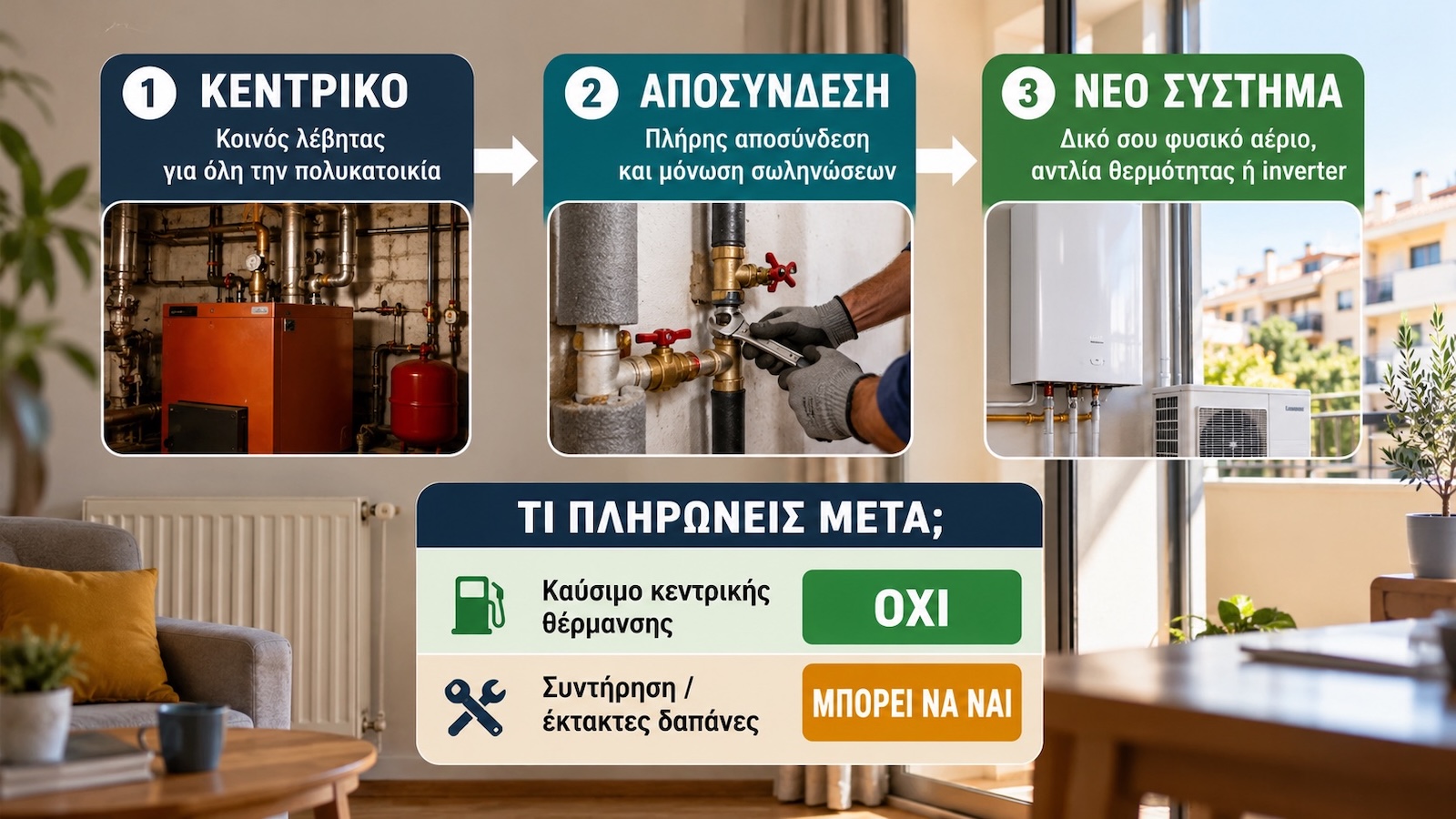 Η αυτονομία θέλει πραγματική αποσύνδεση από το κεντρικό σύστημα και σωστή μόνωση των σωληνώσεων. Η αυτονομία θέλει πραγματική αποσύνδεση από το κεντρικό σύστημα και σωστή μόνωση των σωληνώσεων.