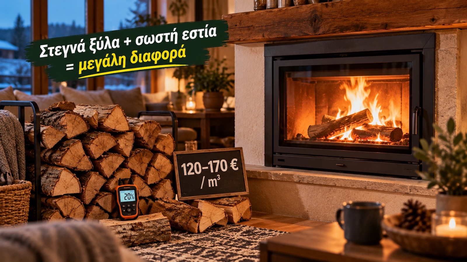 Στα καυσόξυλα, η τιμή ανά κυβικό δεν αρκεί: είδος, υγρασία και απόδοση της εστίας αλλάζουν πολύ το κόστος.