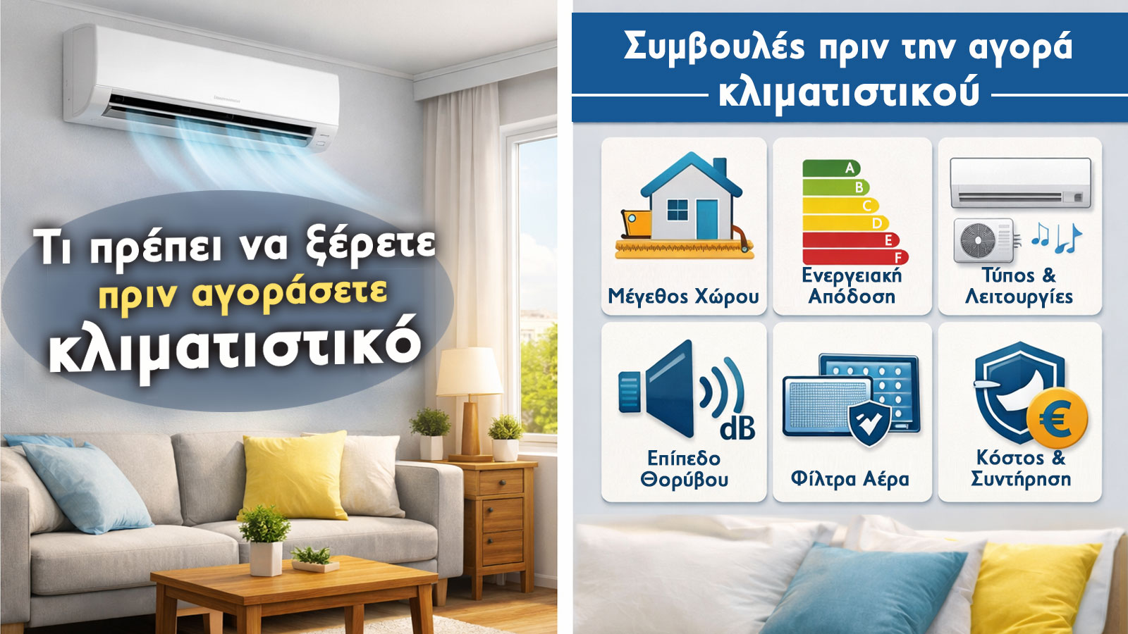 Τι να ξέρεις πριν την αγορά κλιματιστικού για δυνατή ψύξη σε σπίτι ή γραφείο 
