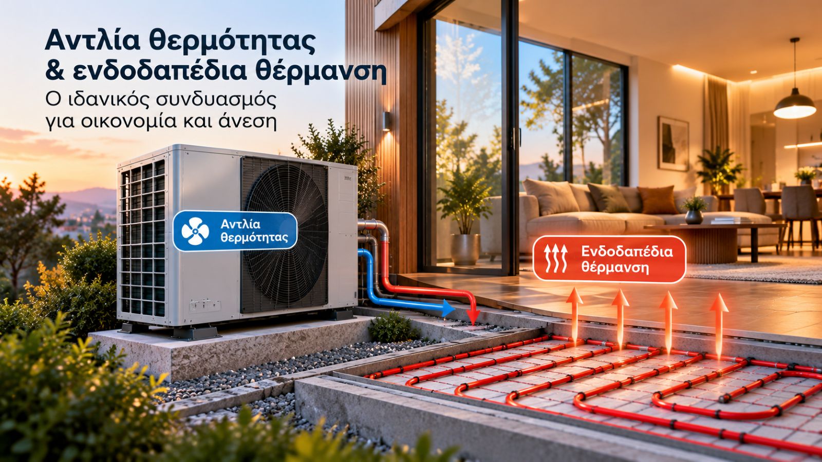 Ενδοδαπέδια θέρμανση & αντλία θερμότητας: Ο συνδυασμός για οικονομία και άνεση Ενδοδαπέδια θέρμανση & αντλία θερμότητας: Ο συνδυασμός για οικονομία και άνεση
