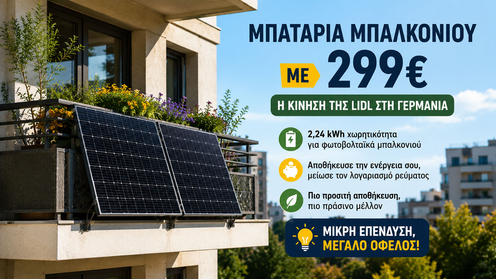 Τα φωτοβολταϊκά μπαλκονιού κερδίζουν έδαφος στην Ευρώπη ως λύση μικρής αυτοπαραγωγής.