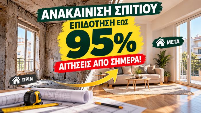 Ξεκινούν οι αιτήσεις για ανακαίνιση κλειστών κατοικιών με επιδότηση έως 95%. Δες Ξεκινούν οι αιτήσεις για ανακαίνιση κλειστών κατοικιών με επιδότηση έως 95%. Δες ποιοι είναι οι δικαιούχοι και ποιες προϋποθέσεις πρέπει να πληρούν