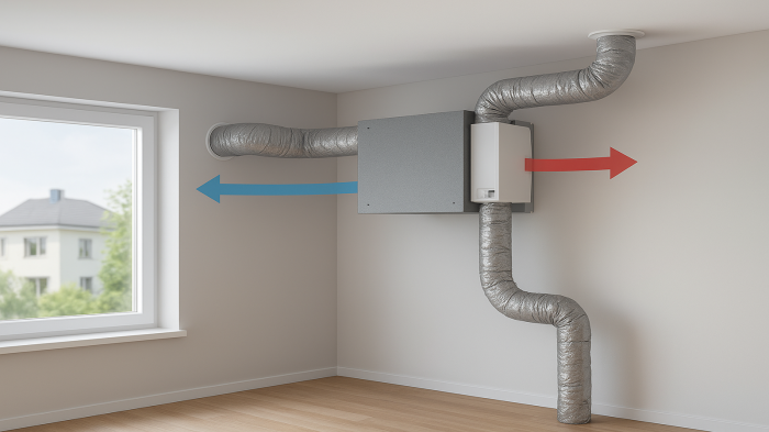 Σύγχρονη κατοικία με σύστημα μηχανικού εξαερισμού και ανάκτηση θερμότητας, που εξασφαλίζει καθαρό αέρα και ενεργειακή απόδοση